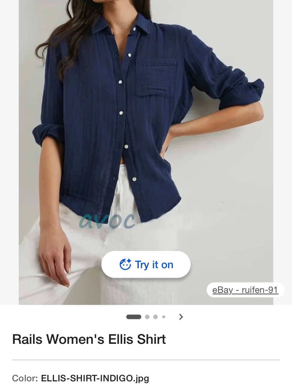 Rails women’s Ellis Navy Gauze Button-Up Long-Sleeve Shirt